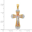 14K Tri-Color D/C w/White Rhodium Crucifix Pendant