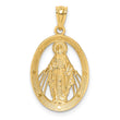 14K White Rhodium Polished Miraculous Medal Pendant