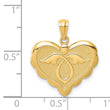 14K Yellow Gold Angel in Heart Pendant