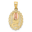 14K Two-tone w/White Rhodium Lady of Guadalupe 15 Pendant