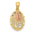 14K Two-tone w/White Rhodium Lady of Guadalupe 15 Pendant