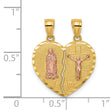 14K Two-tone Reversible Lady of Guadalupe&Crucifix Breakapart Pendant