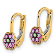 14K Children's Enamel Flower Leverback Earrings - Birthstone Company