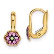 14K Children's Enamel Flower Leverback Earrings