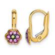 14K Children's Enamel Flower Leverback Earrings - Birthstone Company