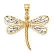 14K Diamond-cut White Rhodium Dragonfly Pendant