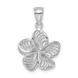 14k White Gold  Beaded and Polished Plumeria Flower Charm