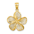 14k Polished and Beaded Plumeria Flower Charm