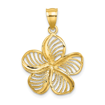 14k Polished and Beaded Plumeria Flower Charm