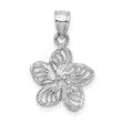 14k White Gold Polished and Beaded Plumeria Flower Charm
