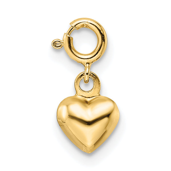14K Polished Heart w/ Spring Ring Clasp Charm