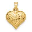 14k Polished Diamond-cut Large Puffed Heart Pendant