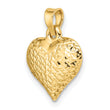 14k Polished Diamond-cut Large Puffed Heart Pendant