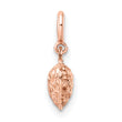 14K Rose Gold Diamond-cut Heart W/Spring Ring Charm Pendant