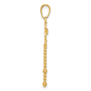 14k and White Rhodium D/C Floral Key Pendant