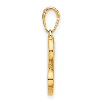 14k and White Rhodium D/C Heart Pendant