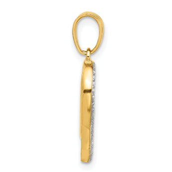 14K with White Rhodium Diamond-cut Infinity Heart Pendant