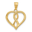 14K with White Rhodium Diamond-cut Infinity Heart Pendant