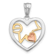 14K Tri-Color Diamond-cut LOVE in Heart Pendant
