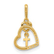 14k Polished CZ Heart w/Cross Dangle Pendant