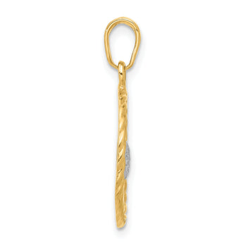 14k and White Rhodium D/C Heart Mom Pendant