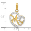14k and White Rhodium D/C Heart Mom Pendant