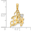 14k and White Rhodium D/C Heart It's A Boy Pendant
