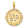 14k and White Rhodium D/C It's A Boy Pendant