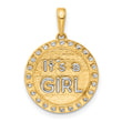 14k and White Rhodium D/C It's A Girl Pendant