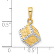 14K and White Rhodium D/C 3D Baby Letter Block Pendant
