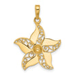 14k and White Rhodium Filigree Flower Pendant