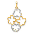 14k and White Rhodium Polished and D/C Flowers Pendant