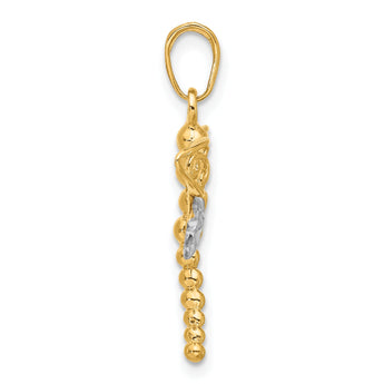 14k and White Rhodium Polished and D/C Dragonfly Pendant