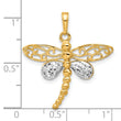 14k and White Rhodium Polished and D/C Dragonfly Pendant