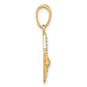 14K and White Rhodium D/C Stars Pendant