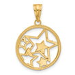 14K and White Rhodium D/C Stars Pendant