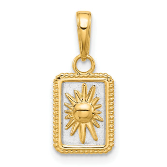 14K and White Rhodium Sun in Frame Pendant
