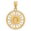 14K and White Rhodium D/C Sun Pendant