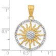 14K and White Rhodium D/C Sun Pendant