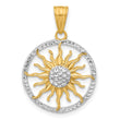14K and White Rhodium D/C Sun Pendant