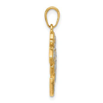 14K and White Rhodium D/C Om Pendant