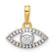 14K and White Rhodium D/C Evil Eye Pendant