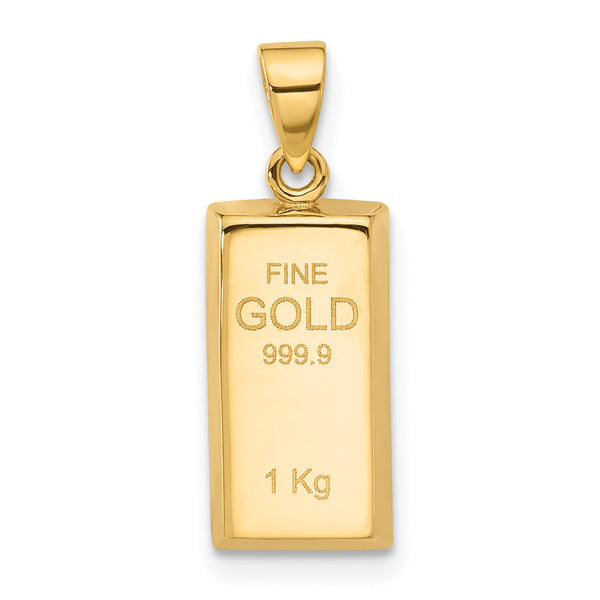 14K Polished Gold Bar Pendant