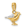14K and White Rhodium D/C 3D Bird Pendant