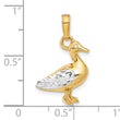 14K and White Rhodium D/C 3D Duck Pendant