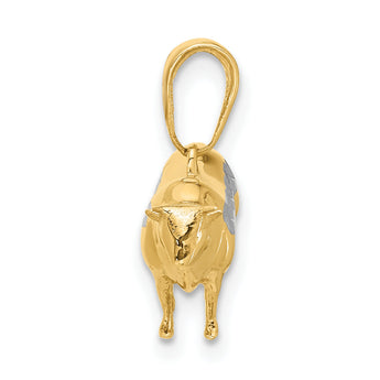 14k and White Rhodium D/C 3D Bull Pendant