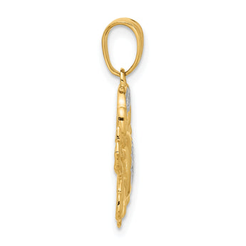 14K with White Rhodium Polished and Diamond Cut Crab Pendant