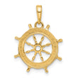 14k and White Rhodium D/C Ship's Wheel Pendant