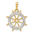 14k and White Rhodium D/C Ship's Wheel Pendant