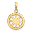 14k and White Rhodium D/C Compass Pendant